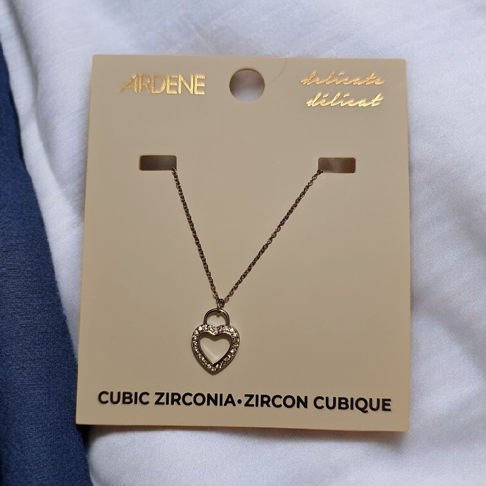 Ardene Silver Necklace with Cubic Zirconia Pendant